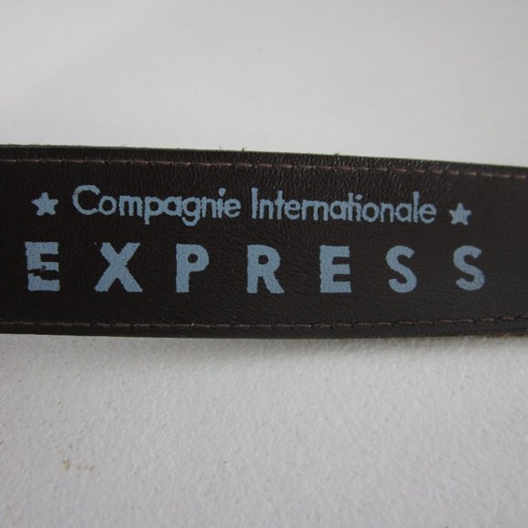 Express Belt Womens Small Brown Brown Suede Leather Orange Beaded Belt Italy - Picture 5 of 10